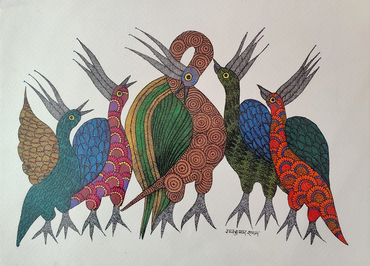Singing birds together, size- 12x16 Inch