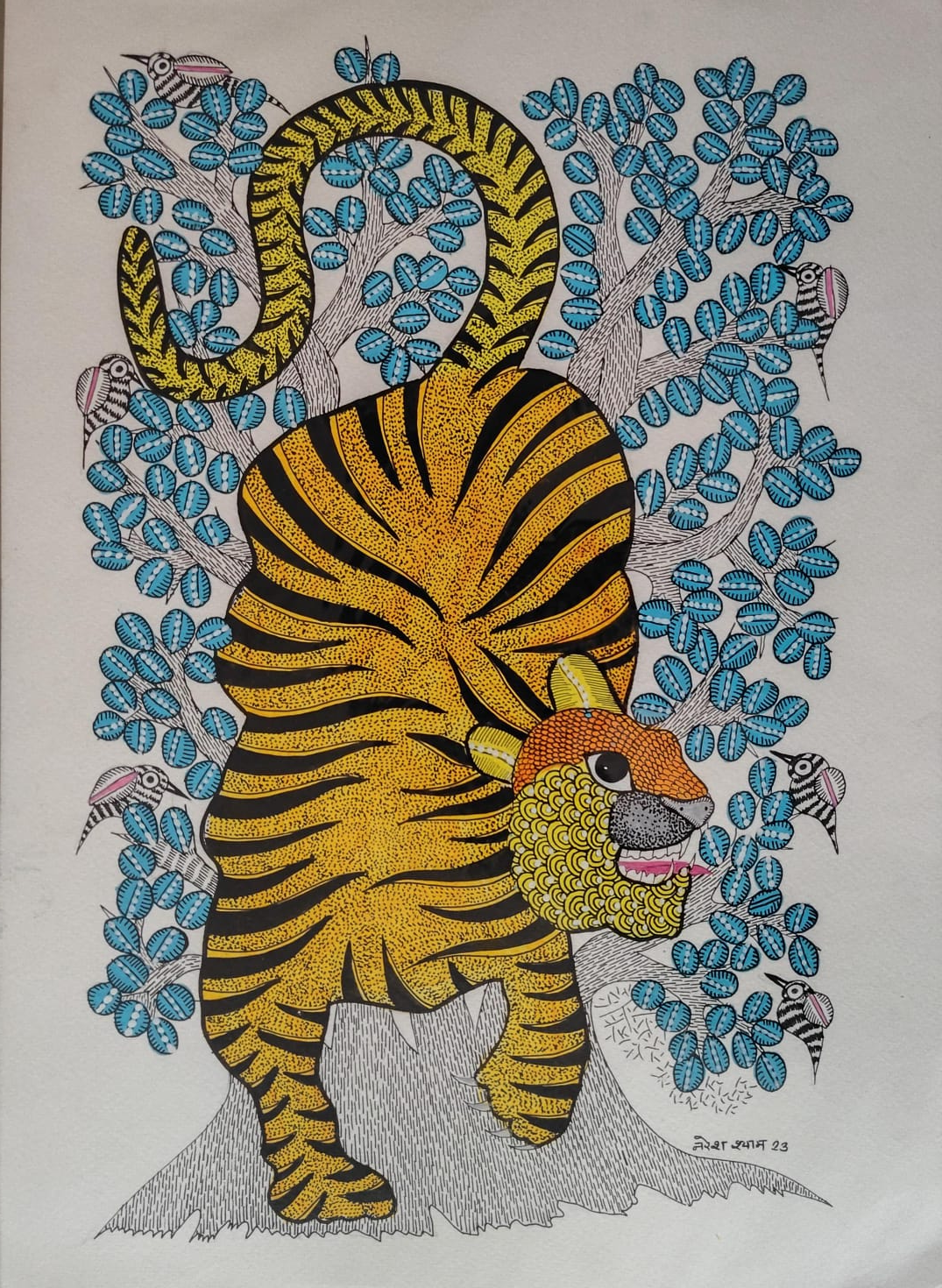 Blue tree tiger, size- 12x16 Inch