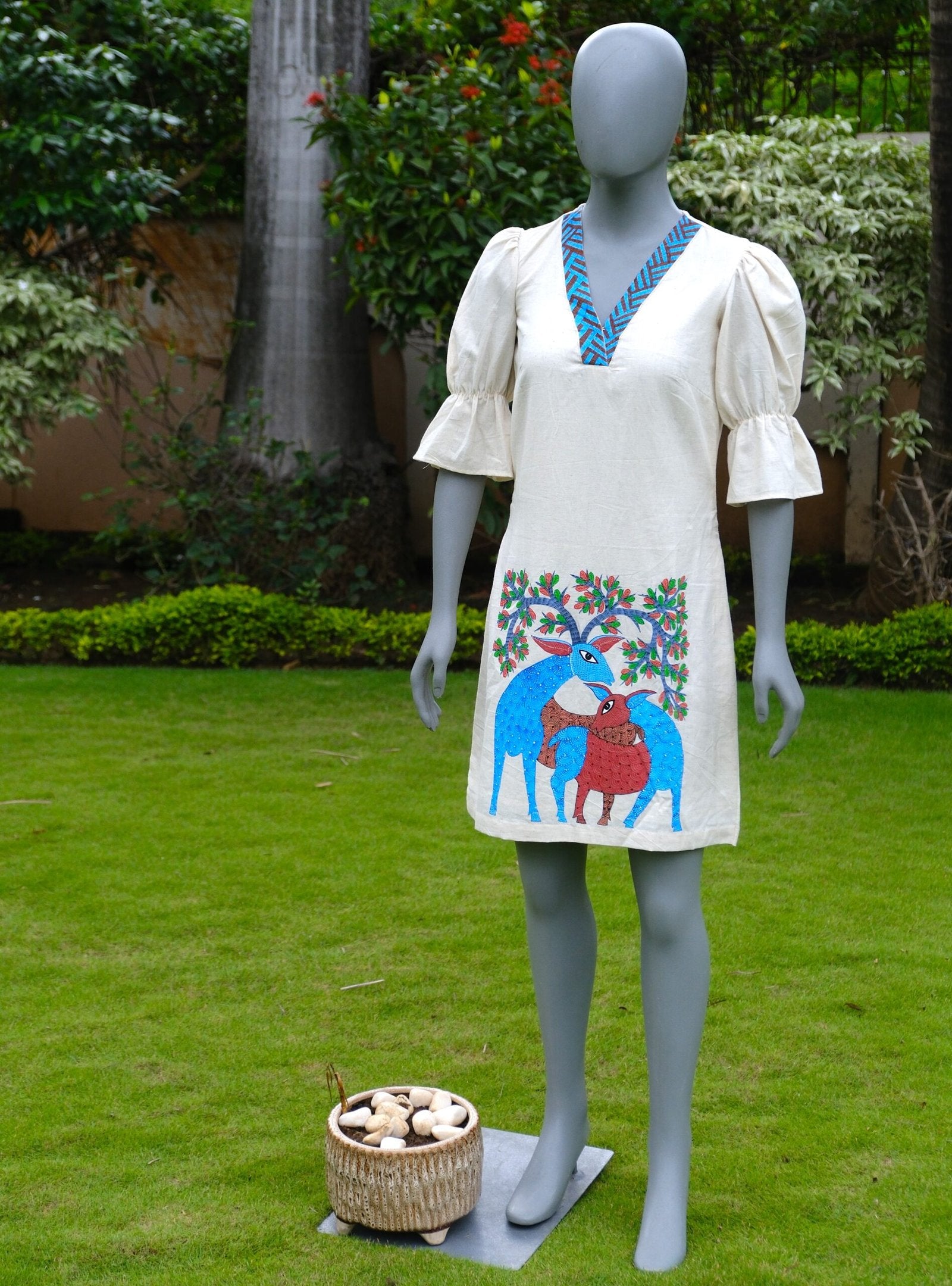 Hand painted White Dress