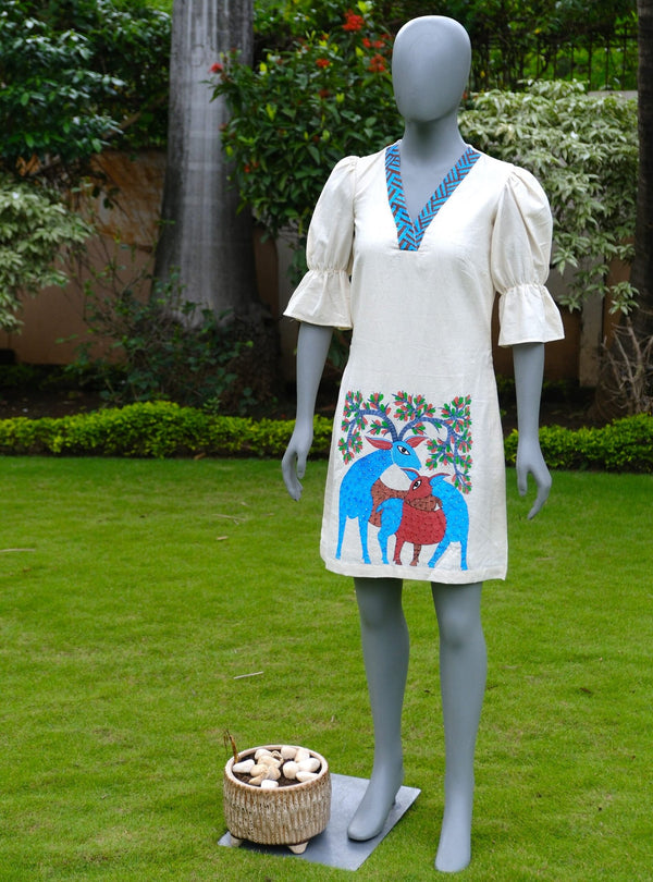 Hand painted White Dress