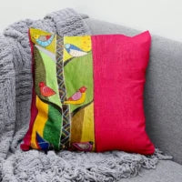 Hand Painted Birds Majenta Cushion Cover