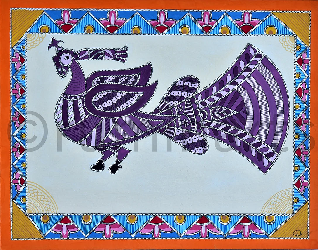 Violet peacock, Size: 11×14 Inch
