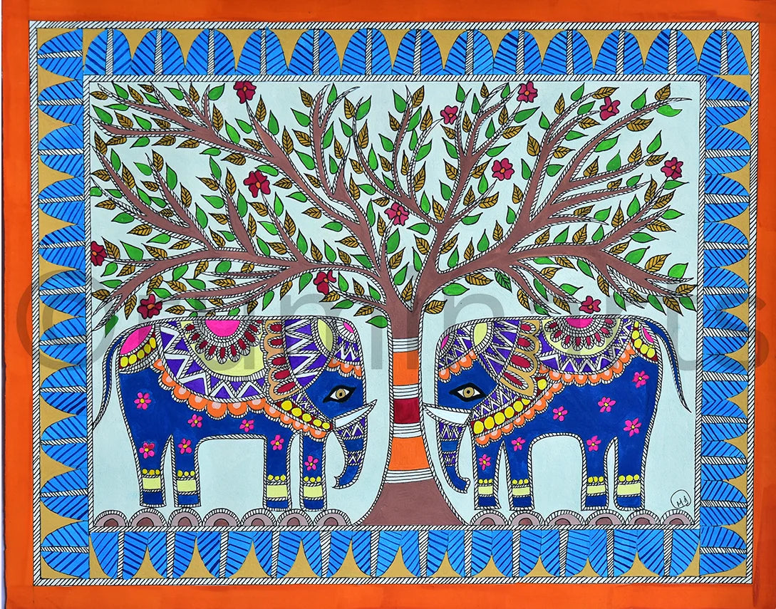 Guardian elephants, Size: 14×11 Inch