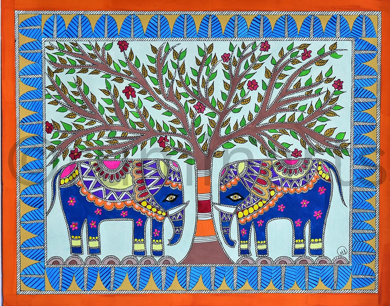 Guardian elephants, Size: 14×11 Inch