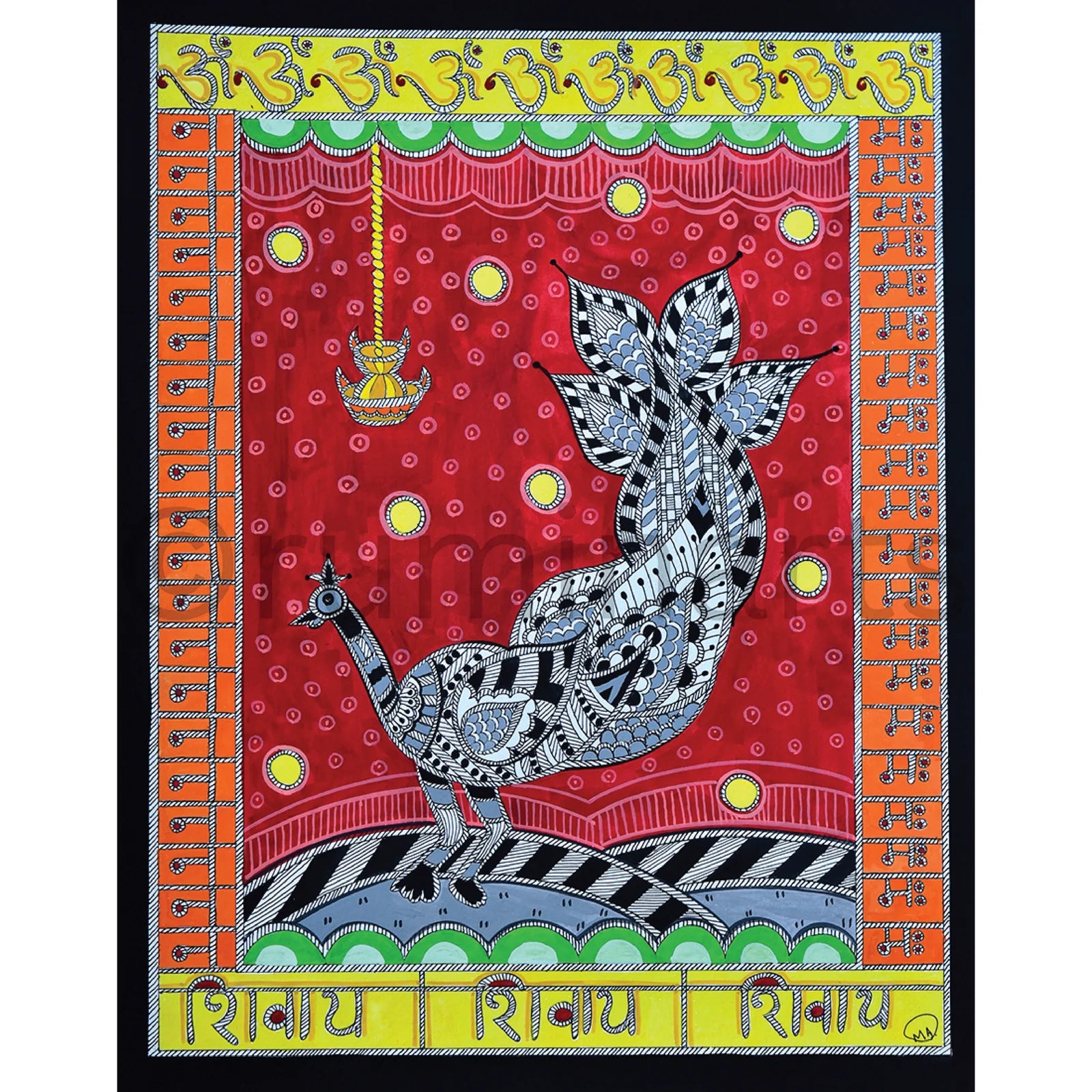 Temple peacock, Size: 11×14 Inch