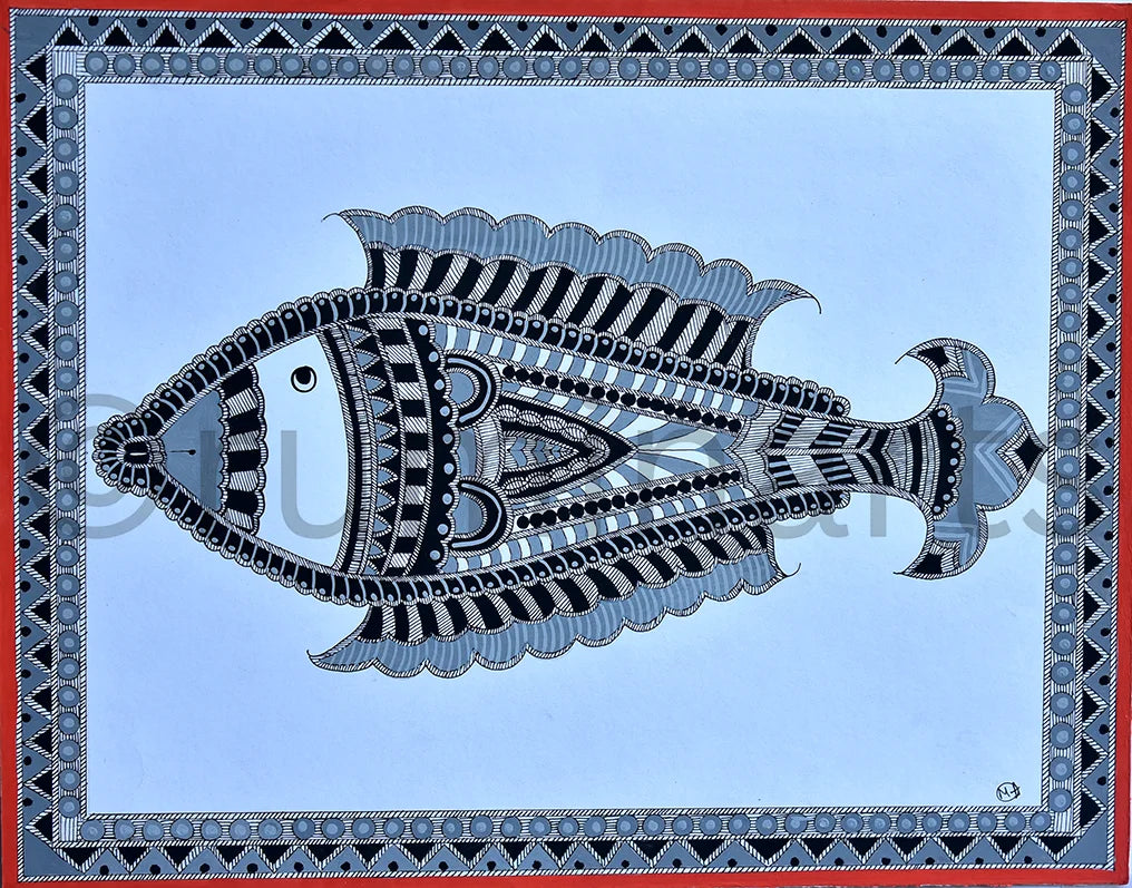 Black and White Fish-II, Size : 11×14 Inch