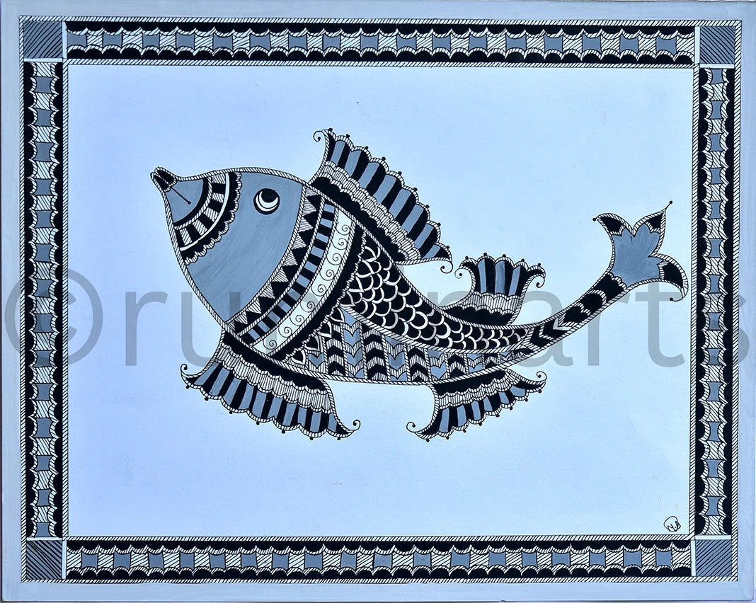 Black and White Fish-I, Size:11×14 Inch