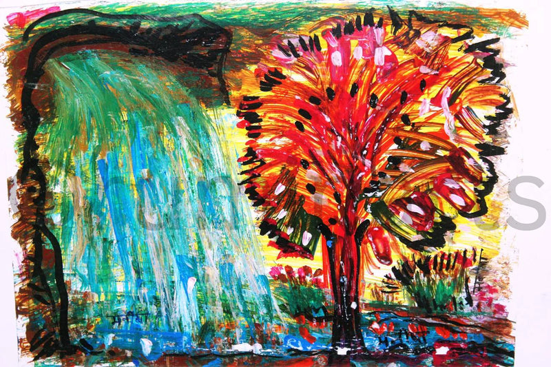 Red tree landscape, Size-8×12 Inch