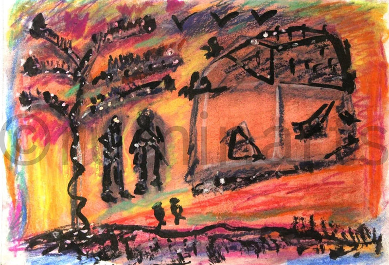Orange & Black Scenery, Size-7×10 Inch