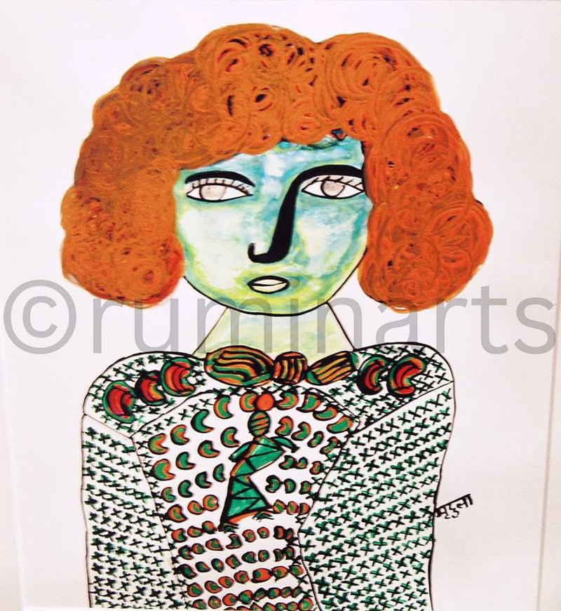 Orange haired Girl, Size-14×14 Inch