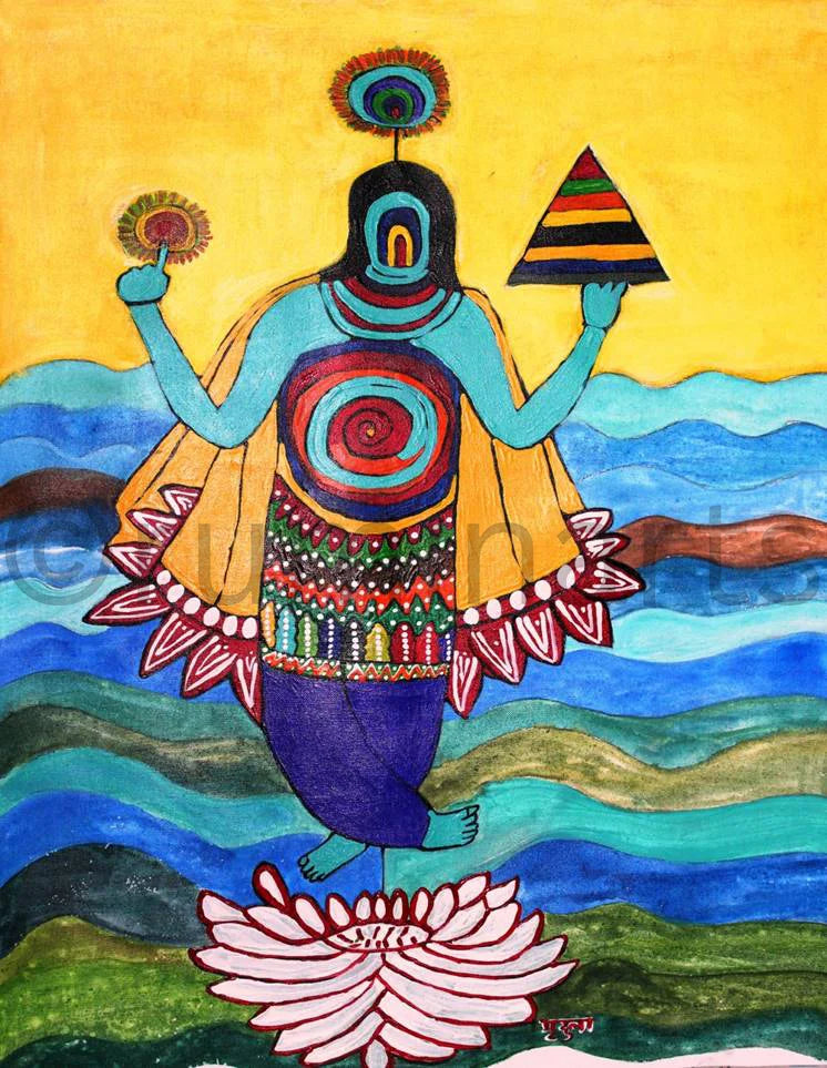 Krishna & Lotus, Size-29×19 Inch
