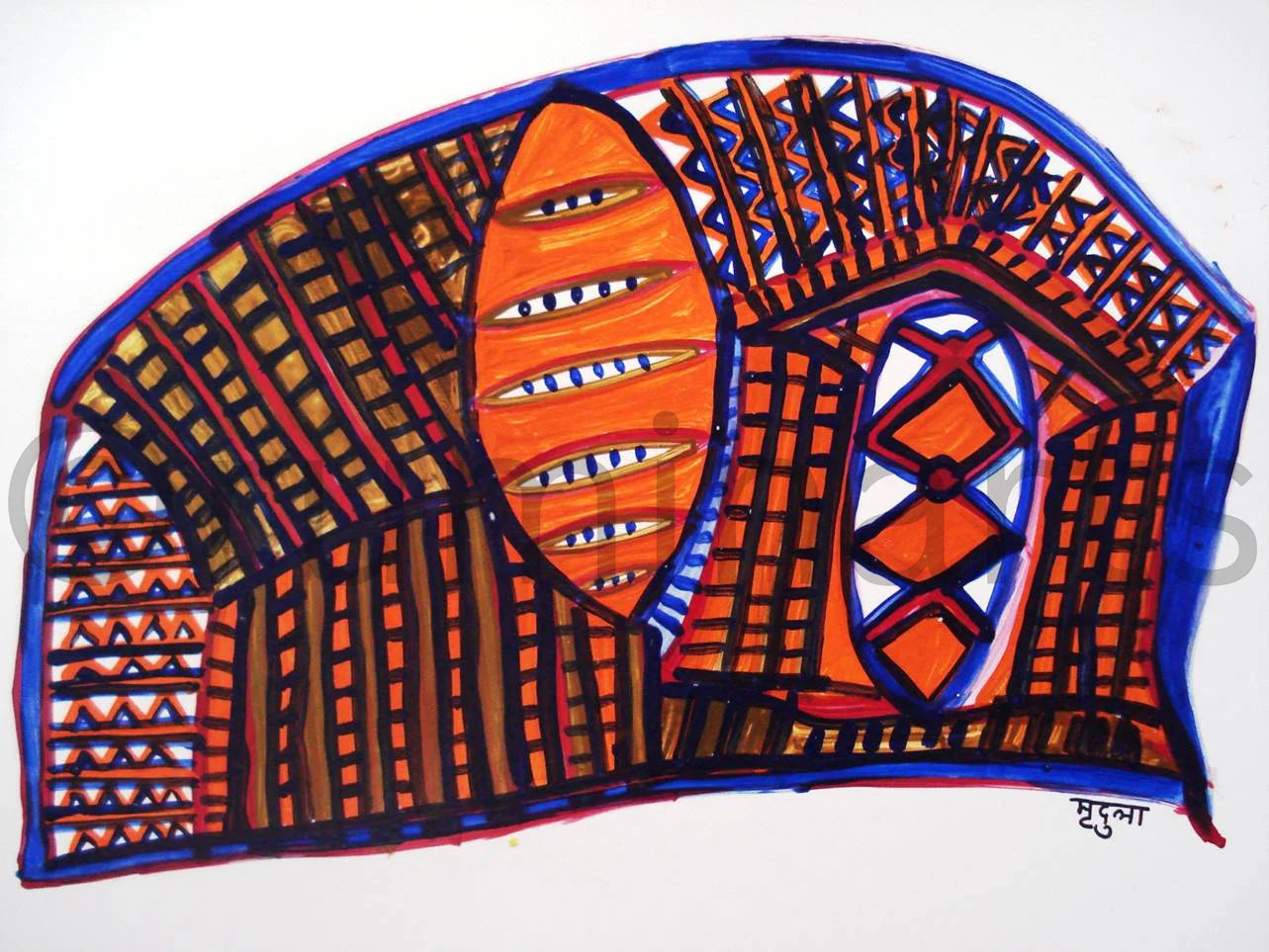 Orange patterned cube, Size-10×16 Inch