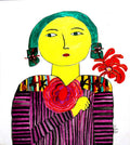 Yellow faced Girl, Size-16×11 Inch