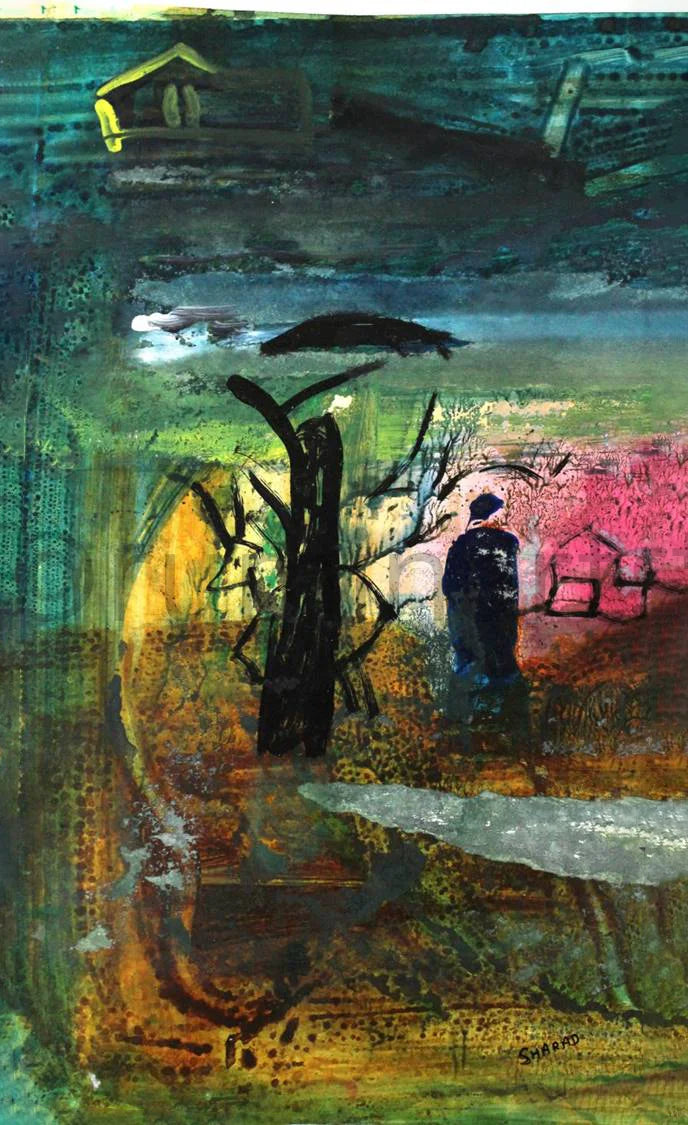 Passage to woods at Night, Size-7×11 Inch
