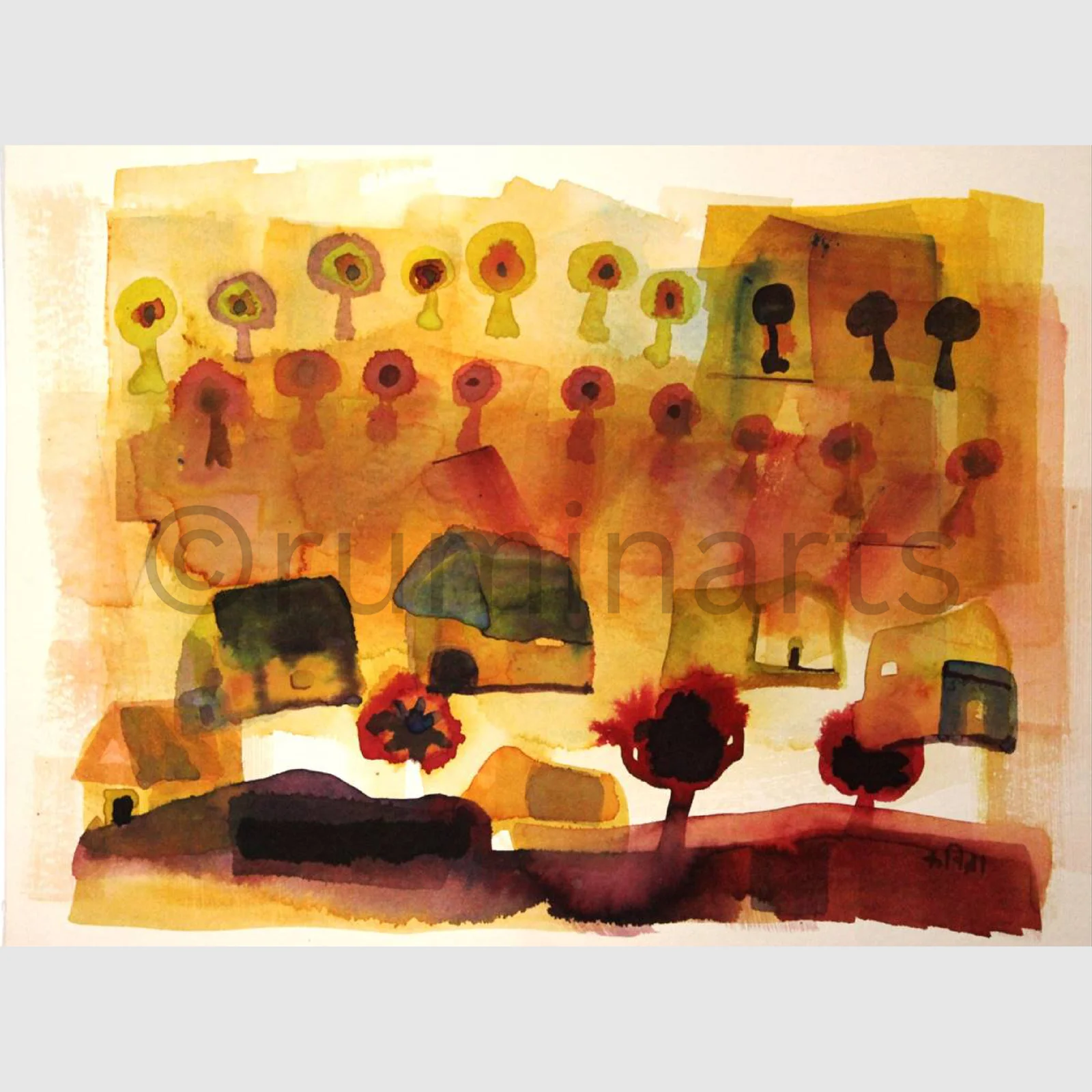 Village Sunset, Size-8×11 Inch