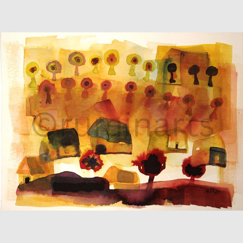 Village Sunset, Size-8×11 Inch
