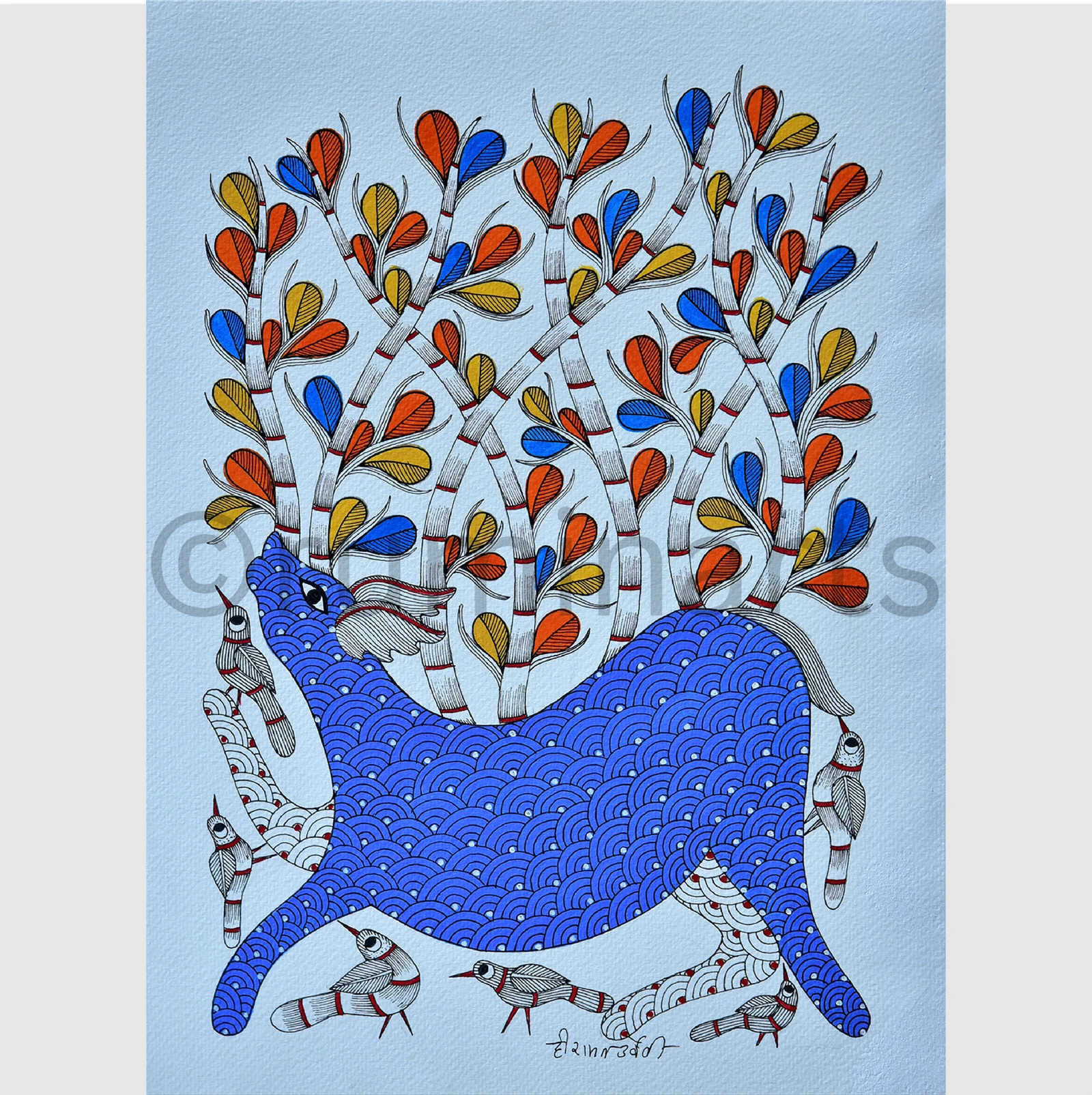 Dear with Tree of Harmony, Size- 15×11 Inch