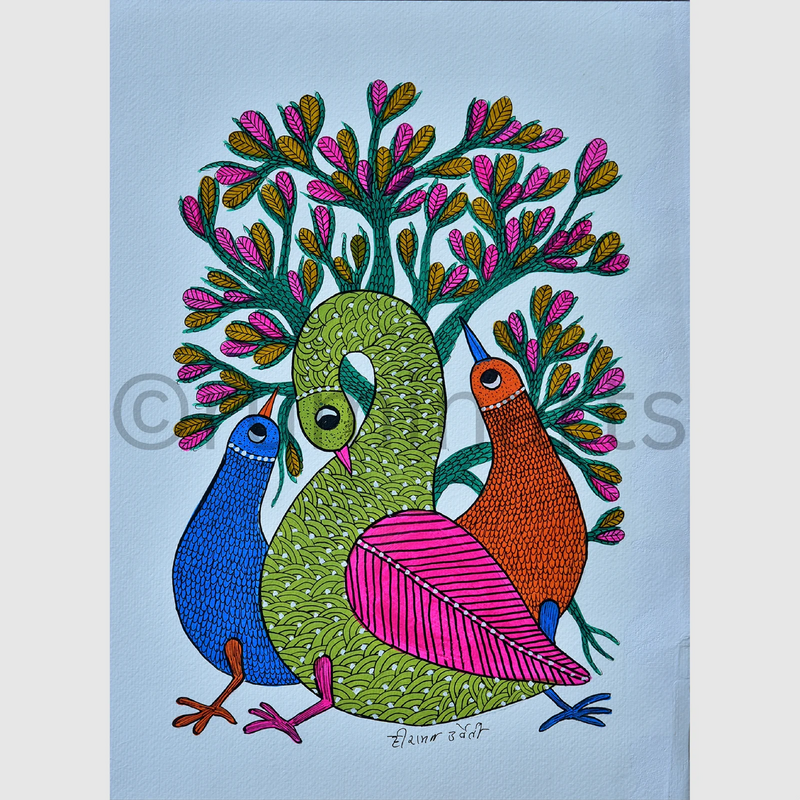 Green leading Birds, Size-15×11 Inch