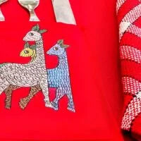 Hand Painted Dining Table red Mat & Napkin set