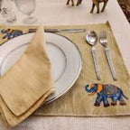 Hand Painted Dining Table yellow Mat & Napkin set