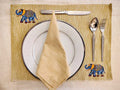 Hand Painted Dining Table yellow Mat & Napkin set