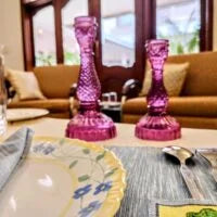 Hand Painted Dining Table blue Mat & Napkin set
