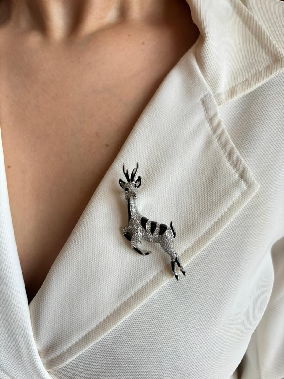 Reindeer silver brooch