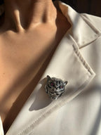 Crystal Tiger Head Brooch