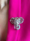 Crystal Elephant Head Brooch