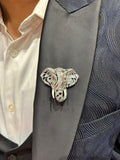 Crystal Elephant Head Brooch