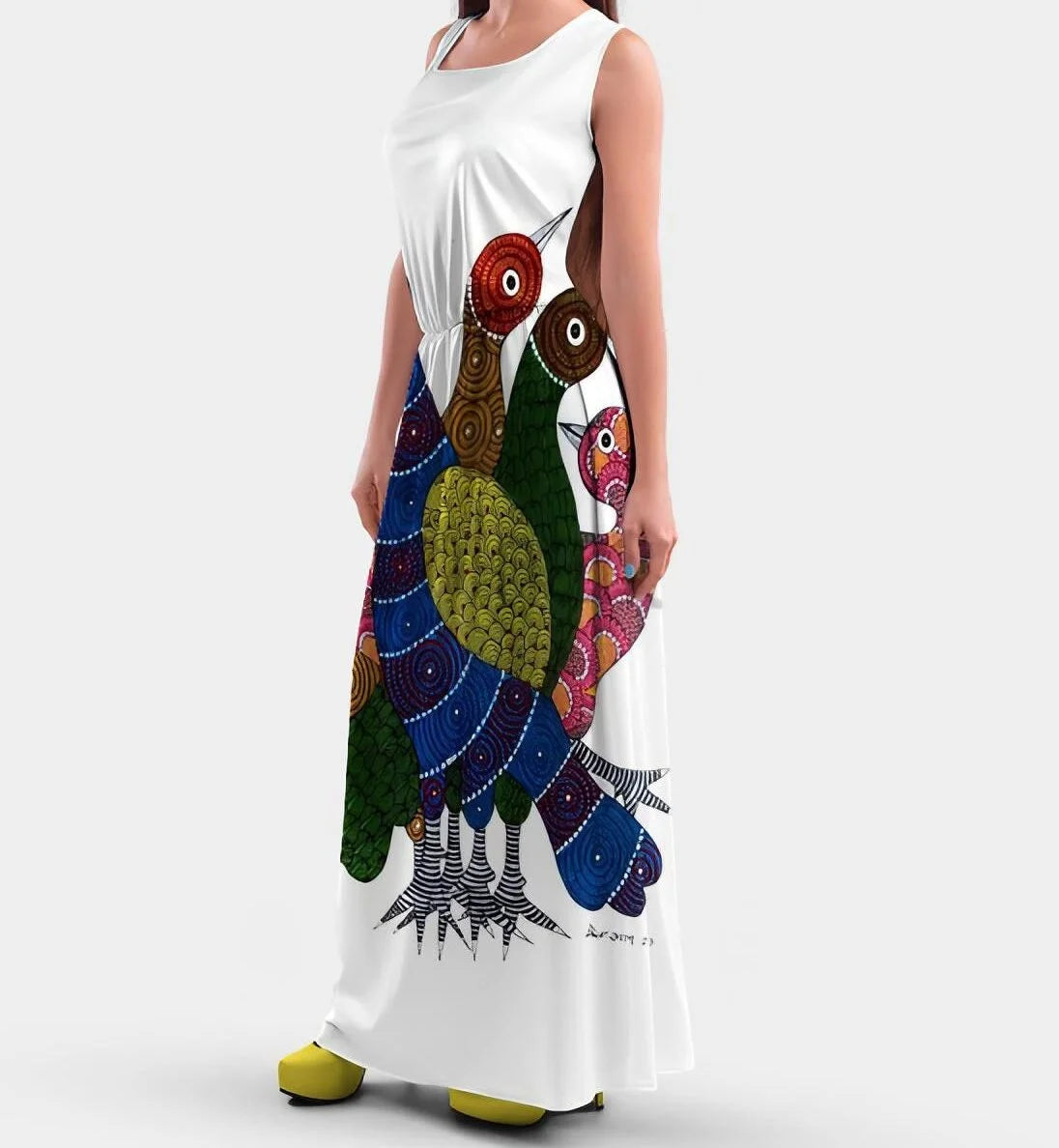 Hand painted White long dress